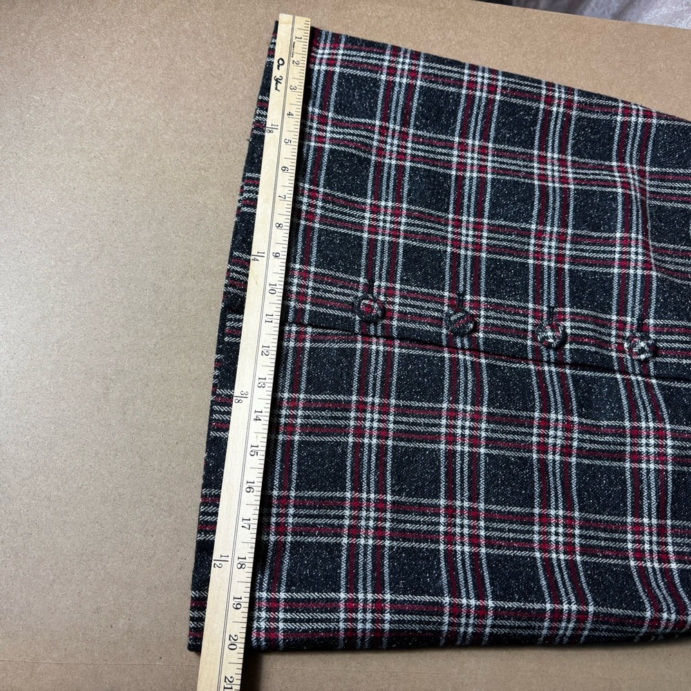 LOFT Gray Red Plaid Tartan A-Line Button Skirt Sz 4 Retro Twee Vintage Preppy - Picture 6 of 9